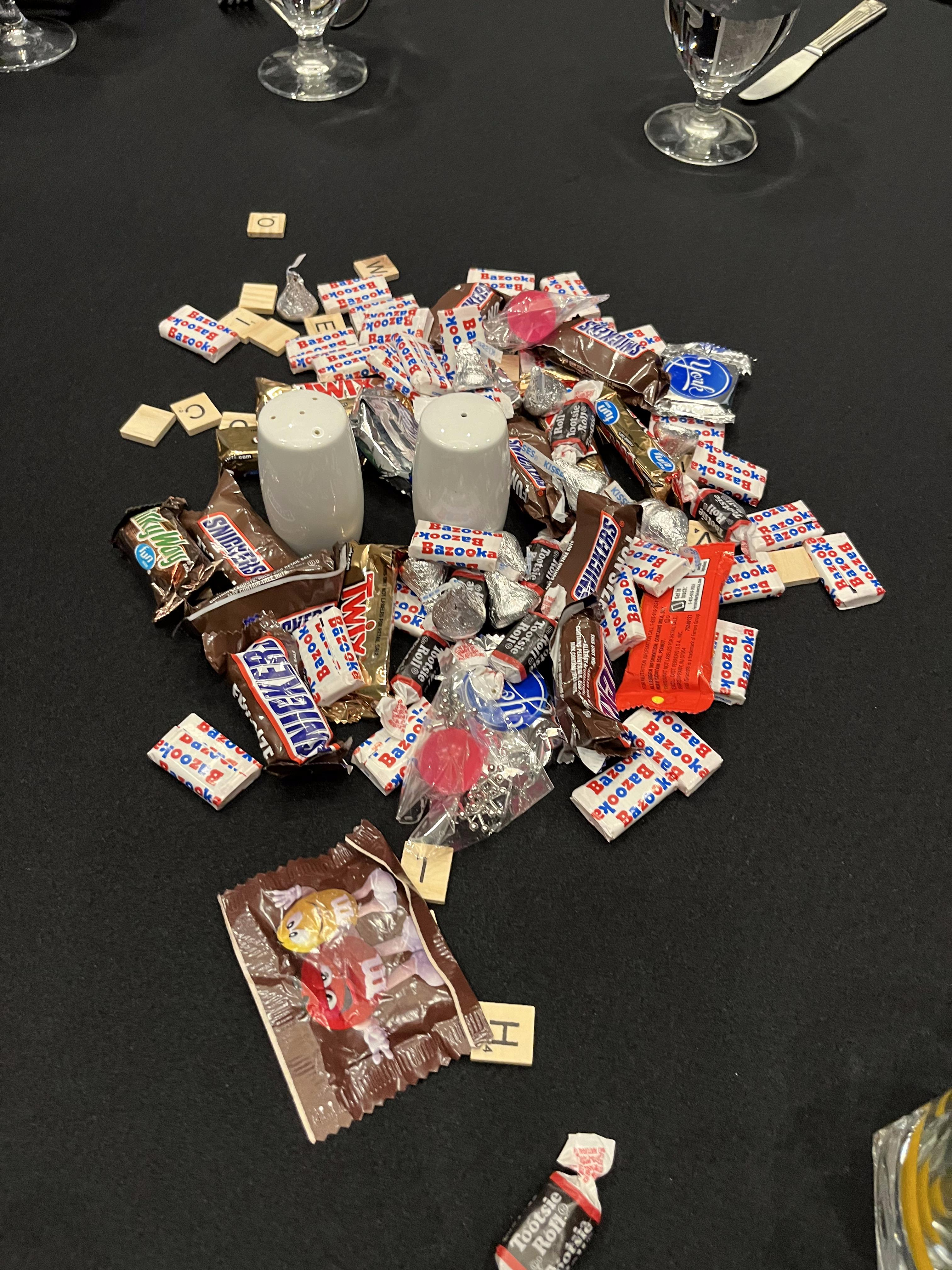 Saturday night vintage sweets centerpieces